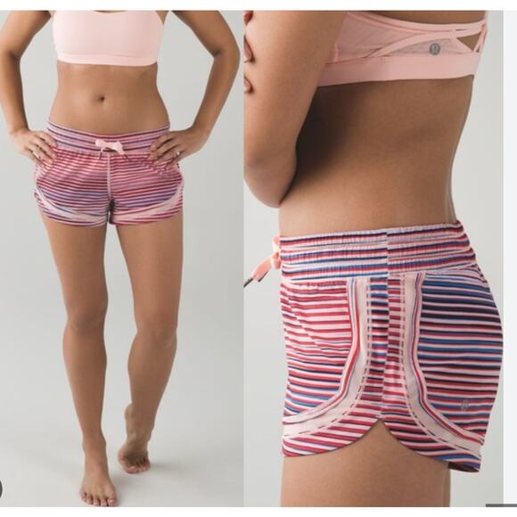 Lululemon Athletica Make A Move Shorts Twisted Dune Striped Pink Alarming Size 4 - Picture 16 of 16
